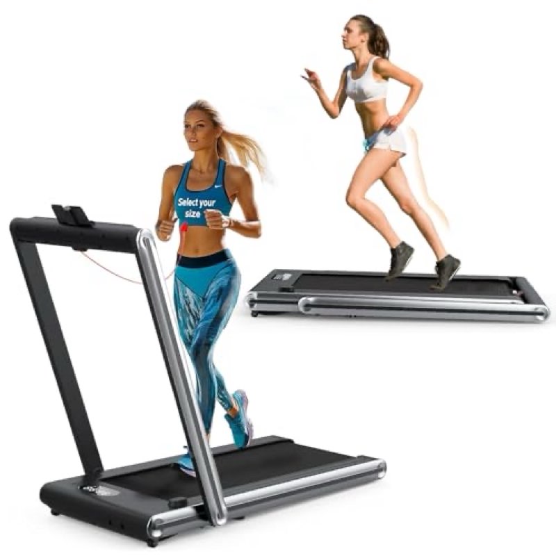 NAYSAYE Under Desk Treadmill, Treadmills for Home, Large Screen - Black/Silver