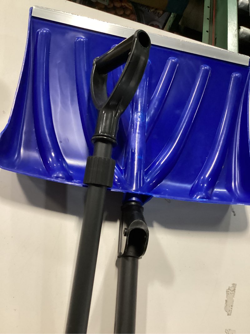 Condition photo showing As Is for Snow Shovel, 18x13 in Blade, Ergonomic Snow Shovels with Assisted D-Ring Handle, 4.5LBS Lightweight Steel Shoveling Tool for Driveway Walkway Garden Patio Yard Camping, Blue & Black