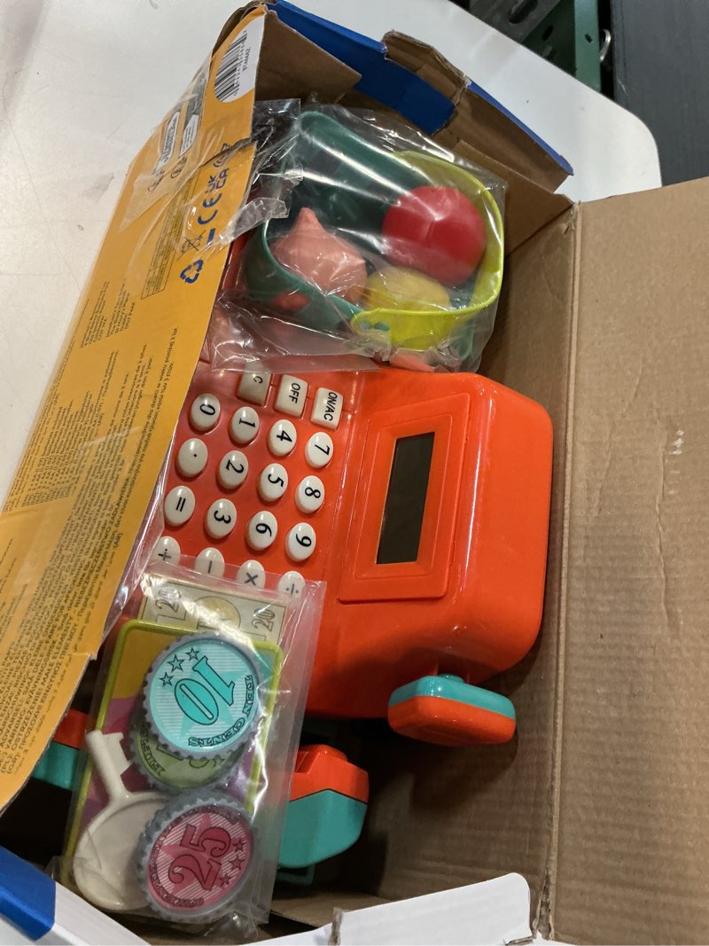 Condition photo showing Good Condition for Battat - Interactive Kids Cash Register with Scanner & Sounds - 26-Piece Pretend Play Shopping Set with Light-Up Scanner, Play Money & Card - Educational Toy for Learning & Fun - Ages 3+ 26 Pcs