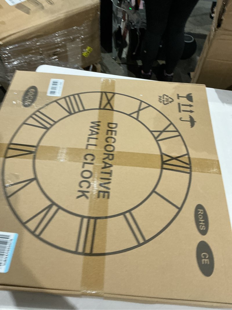 Condition photo showing Good Condition for leike large 24-inch wall clock, silent, non-ticking, battery operated, oversized, decorative, retro, black metal clock for living room, farmhouse, dining room, interior decor