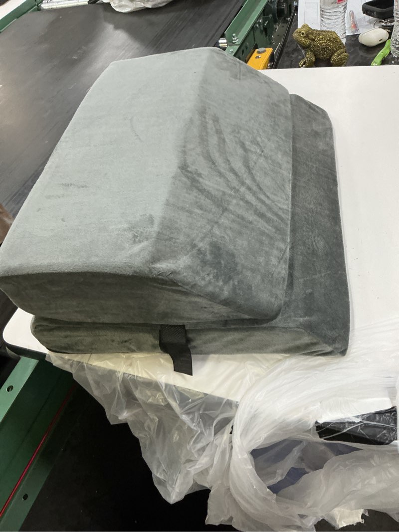 Condition photo showing As Is for wedge pillow for sleeping, bed wedge pillow for after surgery 2-height memory foam leg elevation pillow for swelling back pain relief sciatica knee ankle pain bed support legs16x24