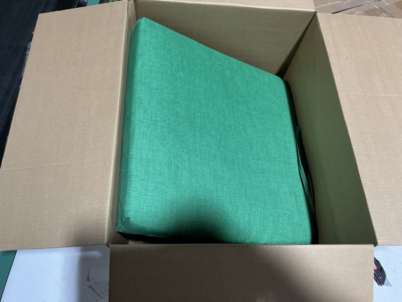 Condition photo showing Good Condition for arden indoor/outdoor seat or rocking chair cushion, 19 x 18, water repellent, rain proof, fade resistant cushion for rocking or dining chairs 18 x 19 moss green leala 1
