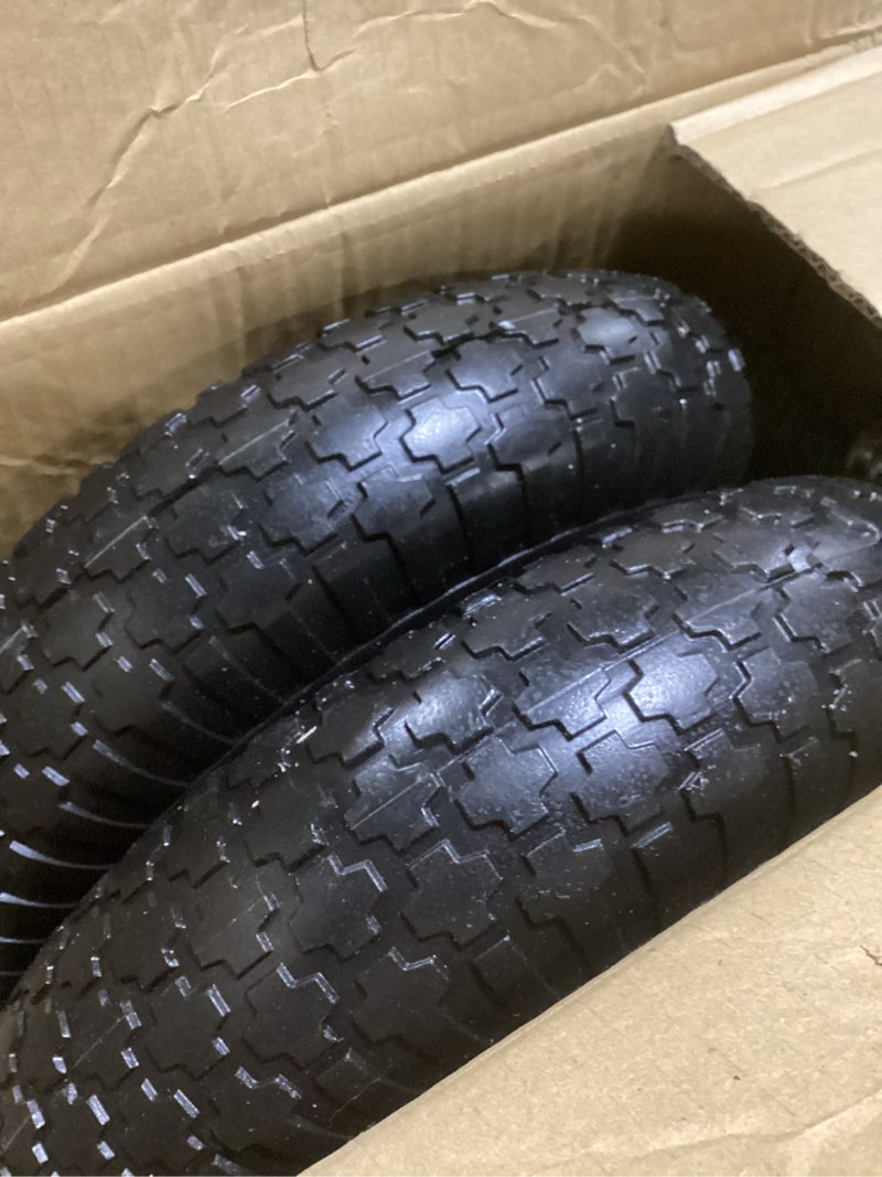 Condition photo showing Good Condition for (2-pack) ltnicer 16" flat-free solid tire and wheel, 4.80/4.00-8" wheelbarrow tires for garden wagon cart trolley dolly- 3" centered hub, 5/8" axle bore hole 2 pcs