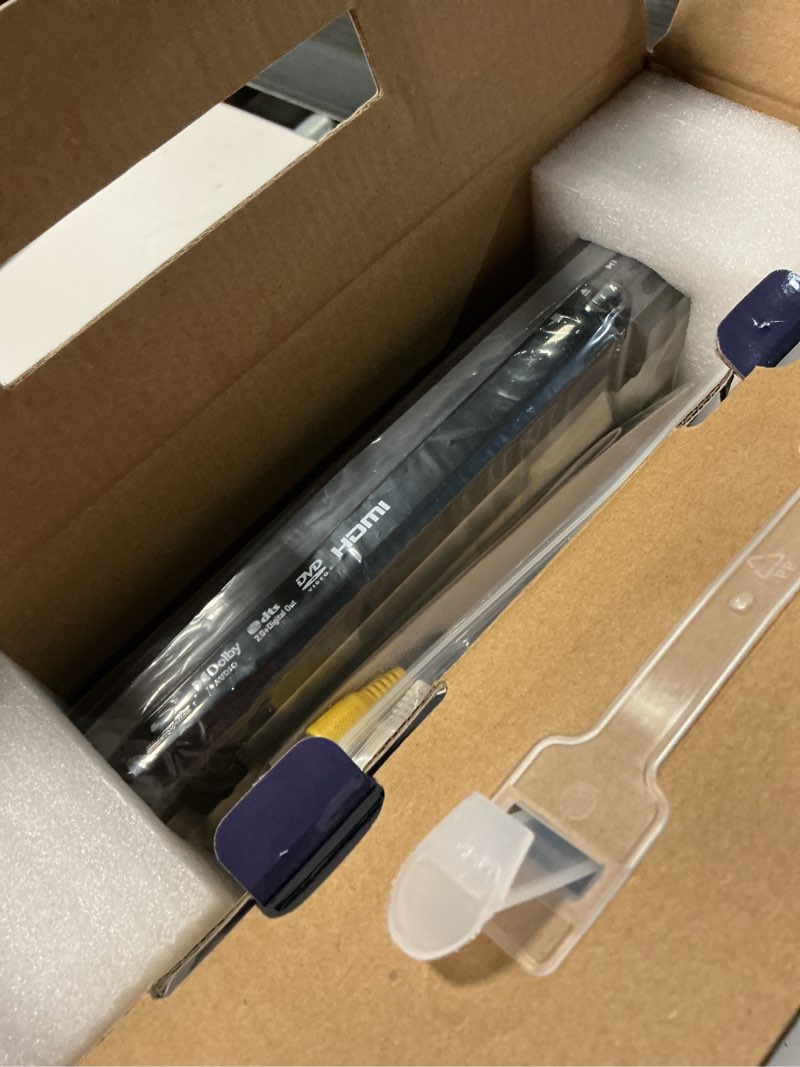 Condition photo showing New/Like New for blu ray dvd player dolby digital truehd/dts and 1080p full hd, play all dvds and region a 1 blu-rays, support max 128g usb flash drive + hdmi/av/coaxial output + built-in pal/ntsc with hdmi/av cable