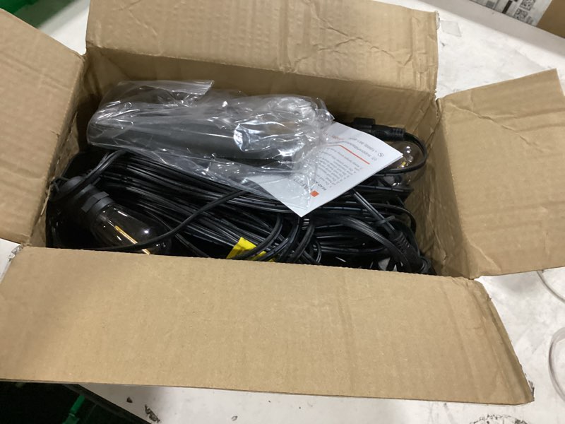 Condition photo showing Good Condition for addlon 100ft led outdoor string lights with edison shatterproof bulbs, heavy-duty and weatherproof strand, commercial grade patio lights, decorative for garden or patio, black