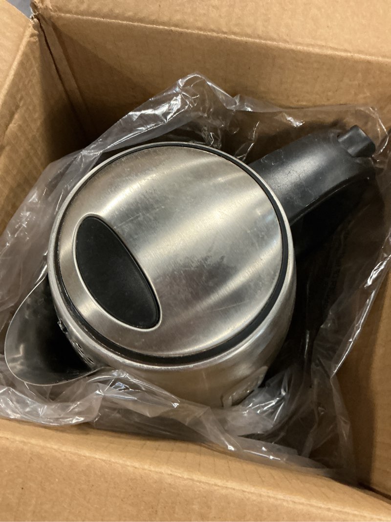 Condition photo showing As Is for hamilton beach - 1.7 liter electric kettle - silver/black