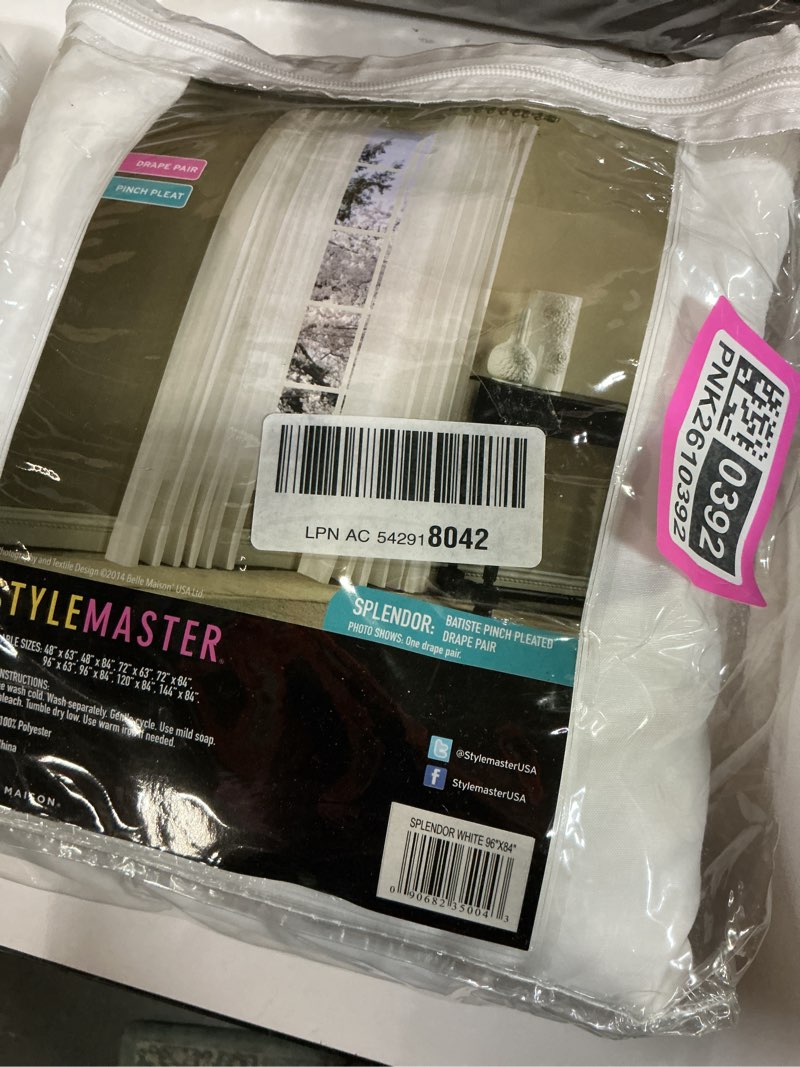 Condition photo showing Good Condition for Stylemaster Splendor Pinch Pleated Drapes Pair, 2 of 48" by 84", White 84"W x 96"L (Pack of 1) White