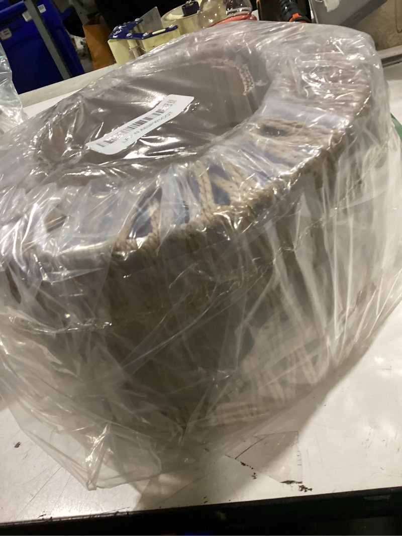 Condition photo showing Good Condition for Rattan Ceiling Light, 1 Light Bohemian Modern Woven Flush Mount Ceiling Light, Boho Light Fixture for Bedroom Living Room Dining Room, Gold Finish Gold 1-Light