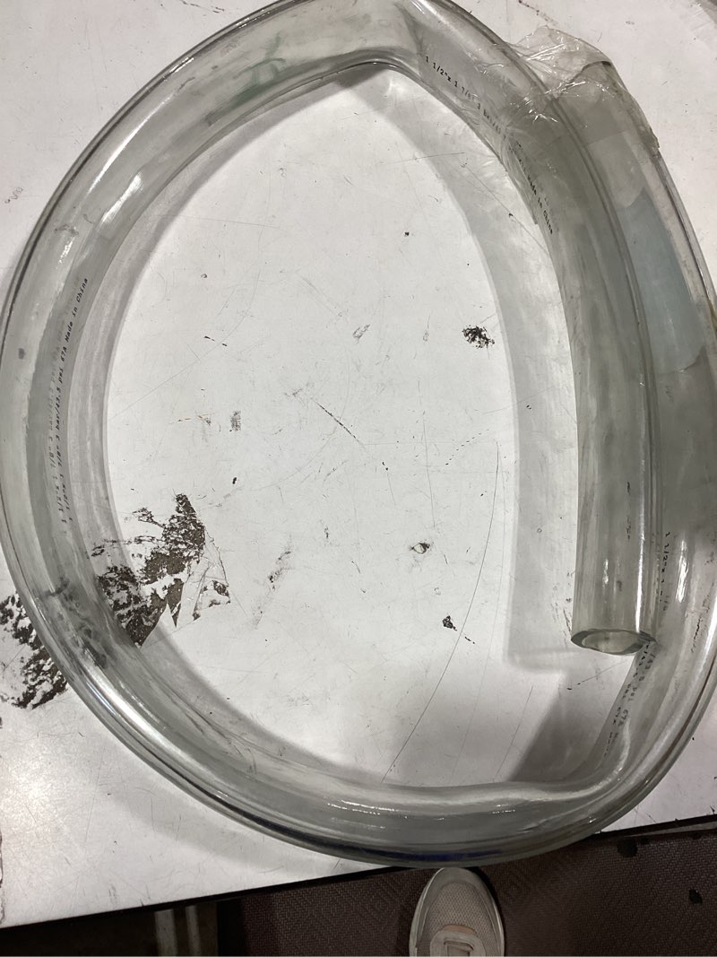 Condition photo showing As Is for 5 ft x 1-1/2" id low pressure clear flexible pvc tubing heavy duty uv chemical resistant vinyl hose 1-1/2" id x 5 ft clear