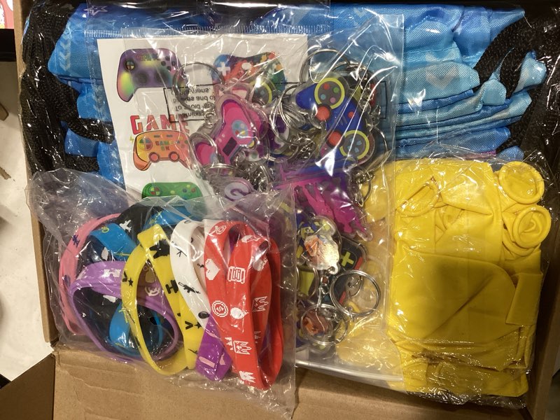 Condition photo showing New/Like New for 196 Pcs Birthday Party Decorations Party Favors Drawstring Gift Bags Gaming Wristband Keychain Sticker Balloon for Rewards Goodie Bags Stuffers (Game)