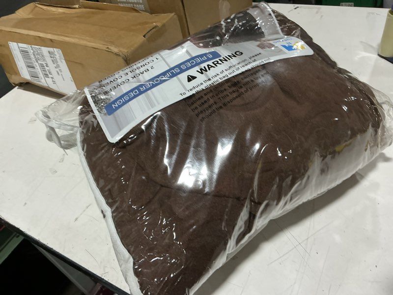 Condition photo showing New/Like New for recliner sofa covers sectional couch cover for reclining couch 3 seat, 5-pieces 3 cushion sofa stretch recliner sofa slipcover, soft jacquard furniture dog couch cover protector coffee 3 seater