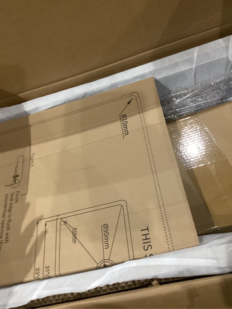 Condition photo showing New/Like New for 33 Inch Undermount Kitchen Sink with Quiet Drain - 11 Gauge Stainless Steel Sink Single Bowl - Multifunctional Handmade Modern Integrated Ledge Workstation 33" x 19" x 10" Undermount Sink