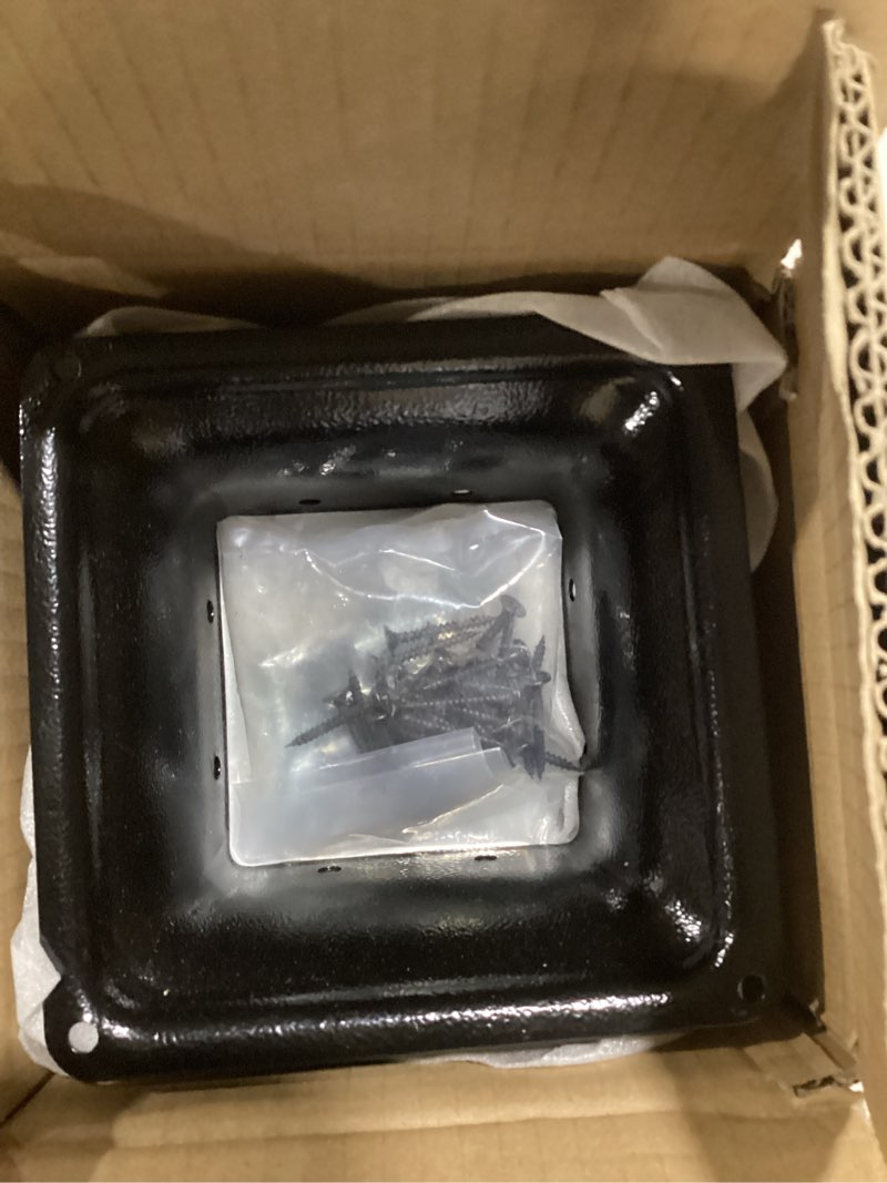 Condition photo showing Good Condition for fmhotu 4x4 post base 4pcs, internal 3.6"x3.6" heavy duty powder-coated steel post bracket fit for standard wood post anchor, decking post base for deck porch handrail railing support with screws