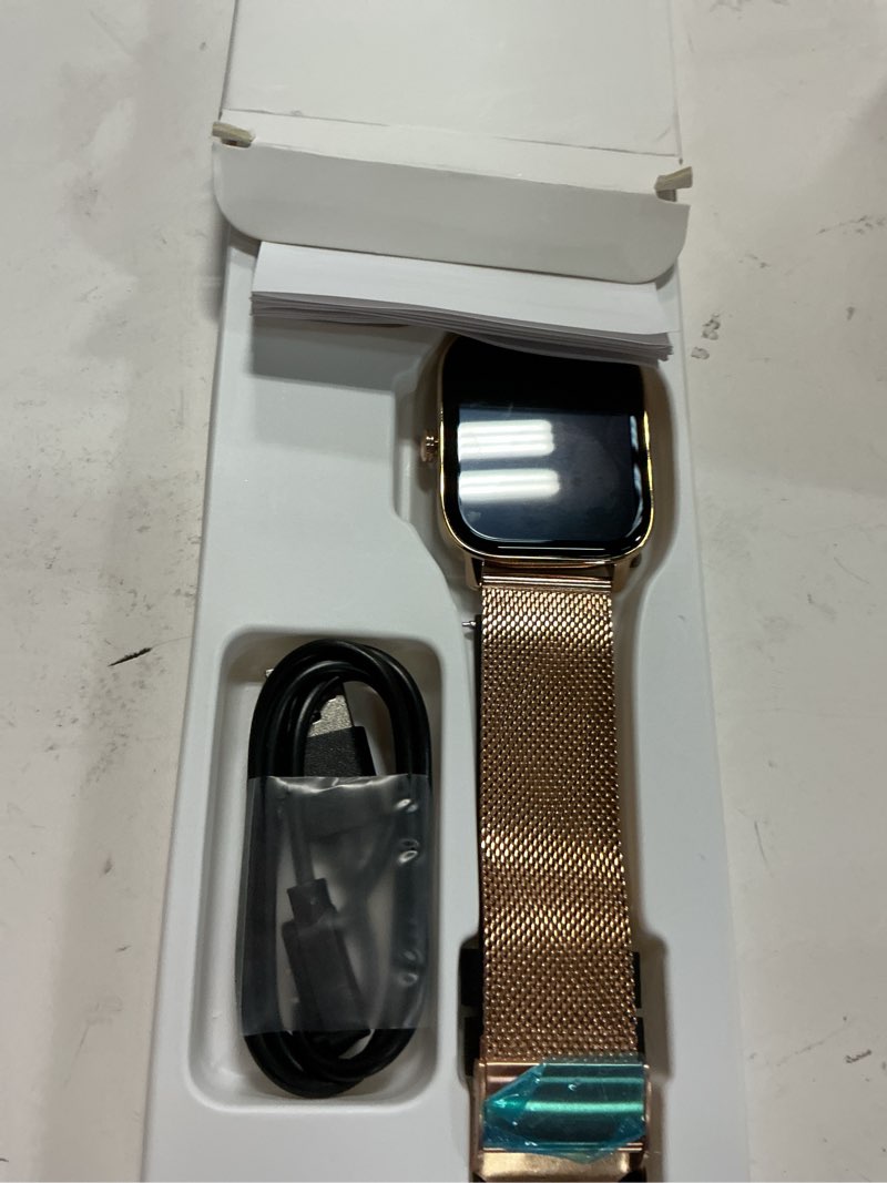 Condition photo showing Good Condition for smart watch for women men fitness: waterproof make answer call digital mens watches running pedometer smartwatch for android phone iphone samsung compatible heart rate monitor spo2 step tracker gold