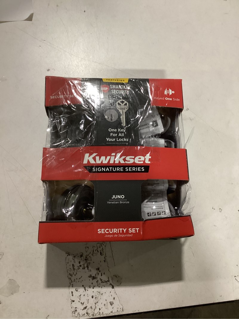 Condition photo showing Good Condition for Kwikset Signature Series Juno Venetian Bronze Interior or Exterior Single-Cylinder Deadbolt and