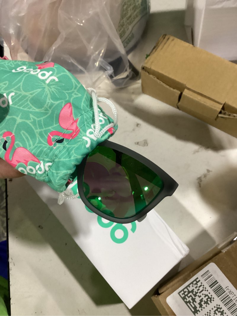 Condition photo showing As Is for goodr polarized sunglasses, medium sized (og), uv400 protection, no slip, no bounce silverback squat mobility v2