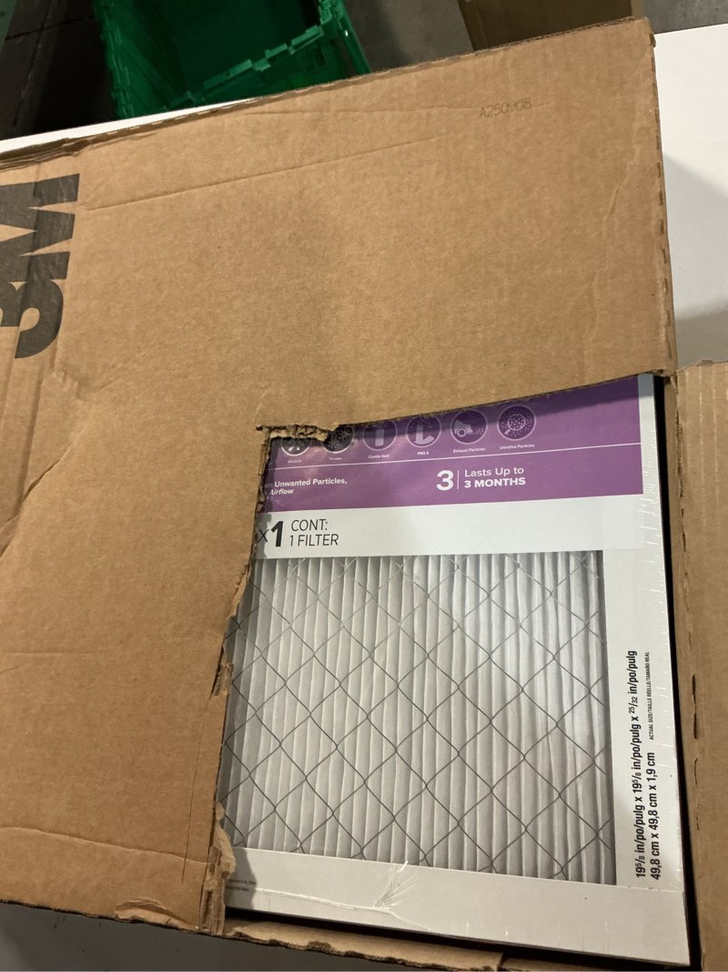 Condition photo showing New/Like New for filtrete 20x20x1 air filter, merv 12, mpr 1500, allergens, bacteria & viruses, 3-month ac and furnace filters, cleaner air, reliable airflow, 4 hvac filters (actual size 19.62 x 19.62 x 0.78 in)