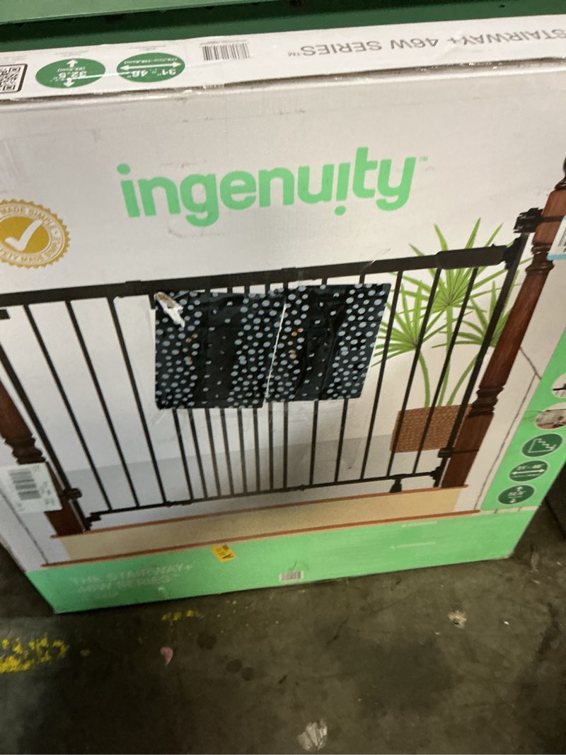 Condition photo showing New/Like New for summer infant metal banister & stair safety baby gate, 31'-46' wide, 32.5' tall, banister & wall mount, black