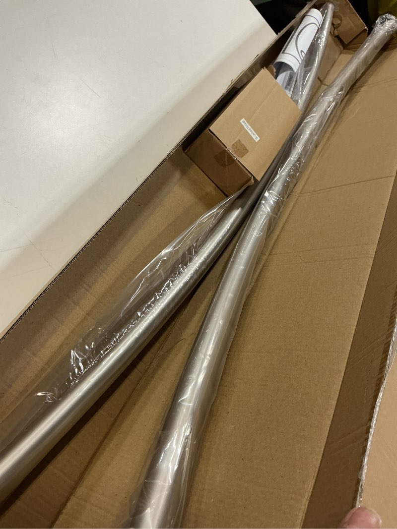Condition photo showing New/Like New for curved shower curtain rod for bathroom, 40-72 inches adjustable curved shower rod, 0.9mm rustproof shower curtain rod with rotating brackets for extra shower space, need to drill, brush nickel