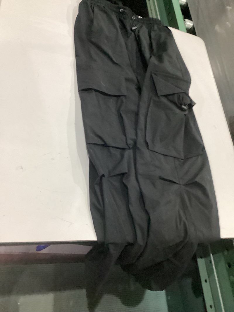 Condition photo showing Good Condition for girls cargo pants elastic waist drawstring with pockets pants, 6-14 years 13-14 years black