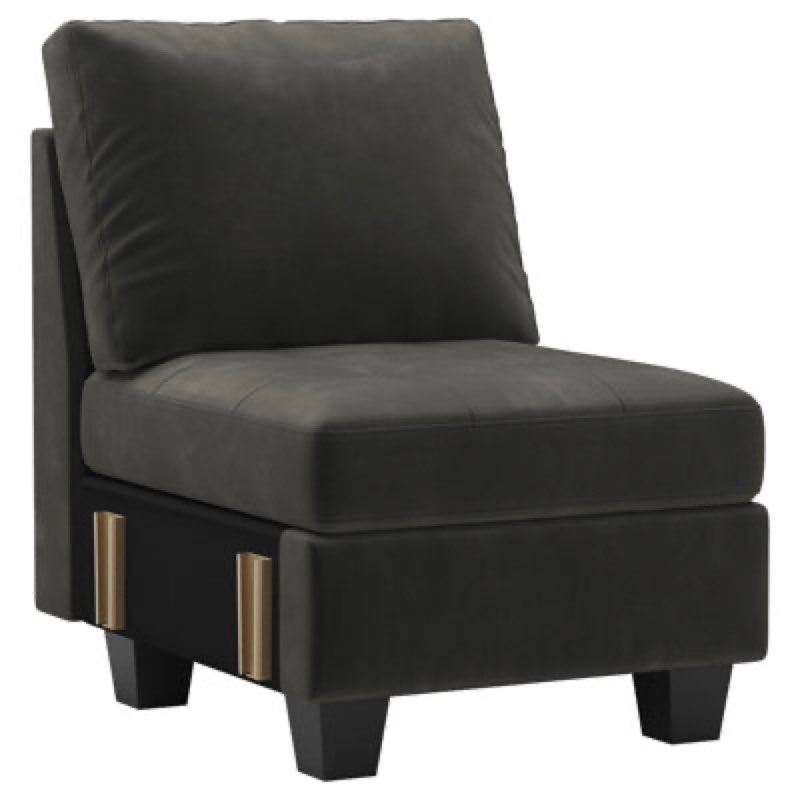 Davontre 23.6'' Wide Velvet Armless Chair, Single Chair Module for Sectional Sofa Fabric: Black Velvet