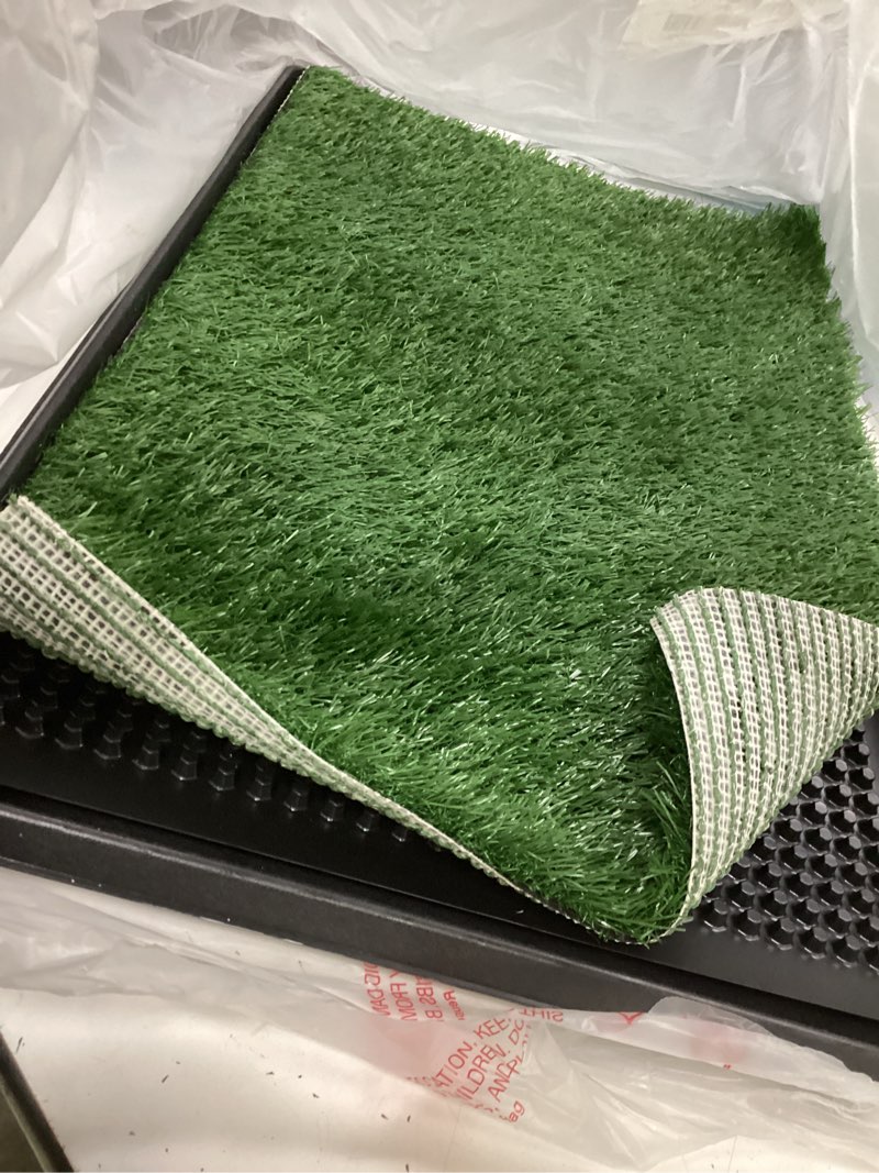 Condition photo showing Good Condition for petmaker artificial grass puppy pee pad for dogs and small pets with tray - 20x30 inches washable 3-layer reusable indoor dog potty grass training pad, easy clean pet housebreaking potty solution large 3-layer system