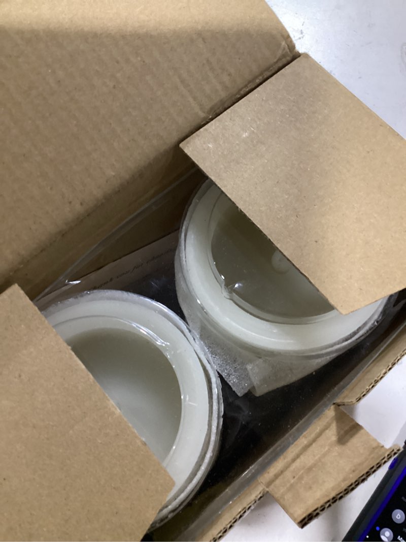 Condition photo showing As Is for bemoment flickering flameless candles ivory real wax pillar with embedded string lights led candles battery operated candle with timer and remote, for bedroom, wedding, home decor set of 2 (3" x 6")