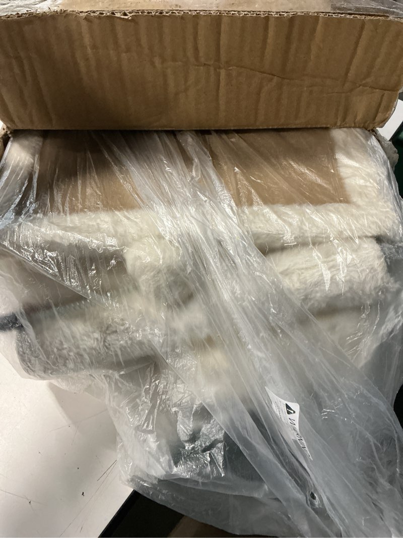 Condition photo showing Good Condition for cat tree 32 inches small cat tree for large cats adult cat tower with scratching post,15.7”large hammock and self groomer, and removable top perch and wide condo for indoor cats-beige medium-32" beige