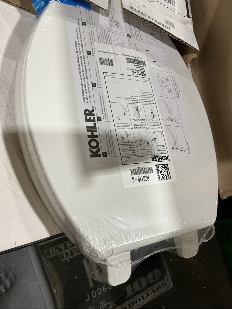 Condition photo showing Good Condition for kohler 4733-rl-96 glenbury readylatch quiet close elongated toilet seat, soft close toilet seats, biscuit ready latch biscuit elongated