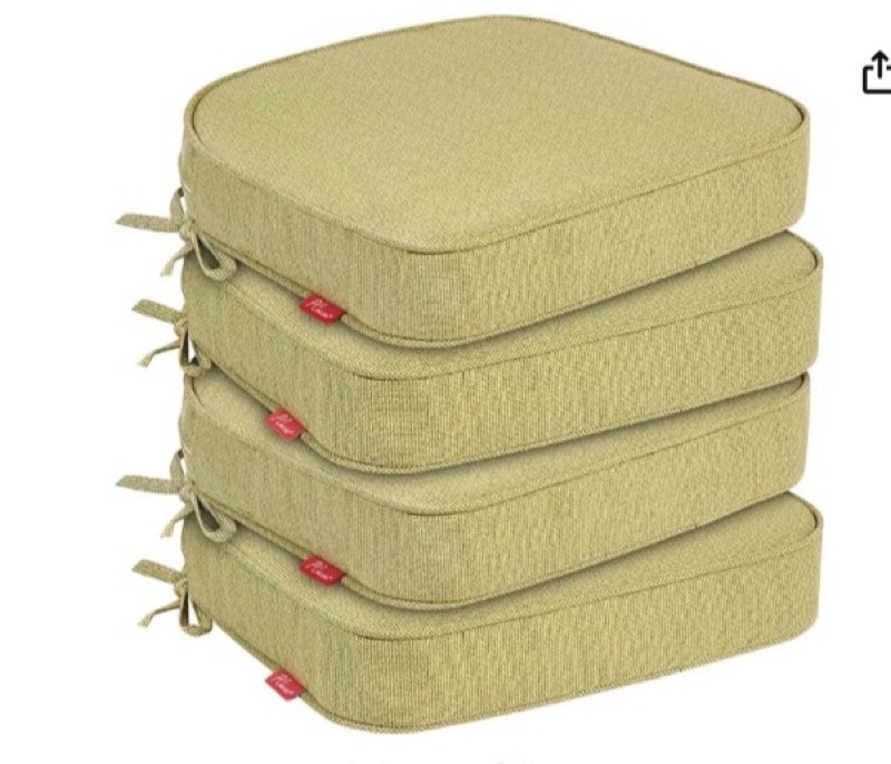 Pcinfuns Outdoor Chair Cushions Set of 4,Thick 19" x 19" x 3" Cushion for Patio Furniture,Round Corner Patio Chair Pads with Ties, Memory Foam Outdoor Seat Cushions,Sky Blue 19x19x3 Inch (Pack of 4) Sky Blue