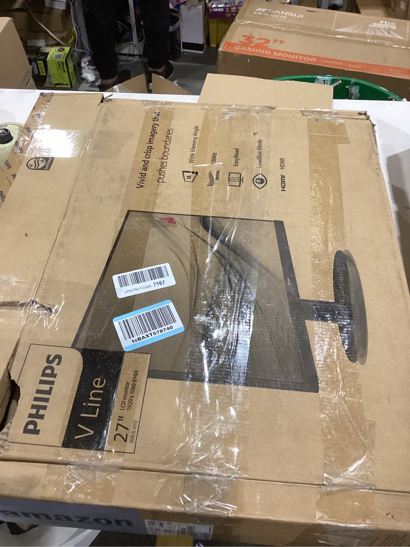 Condition photo showing As Is for Philips New 27-inch Class Thin Full HD (1920 x 1080) 100Hz Monitor, VESA, HDMI x 1, VGA Port x1, Eye Care, 4 Year Advance Replacement Warranty, 271V8LB, Black 27" VA Panel 100Hz