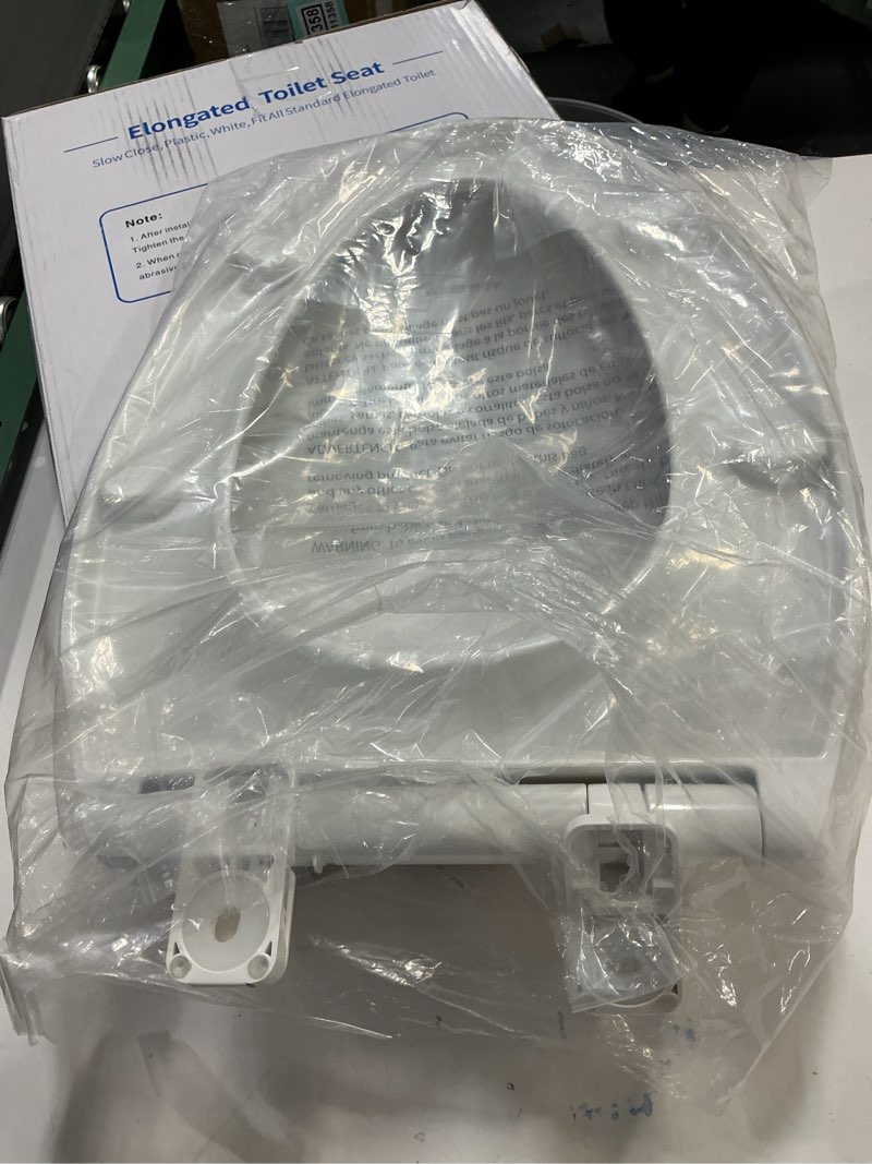 Condition photo showing Good Condition for WSSROGY Toilet seat Elongated with Slow Close Hinges, Four Bumpers Never Loosen and Easily Remove, Two Sets of Parts, Plastic, White Elongated White - Adult Seat