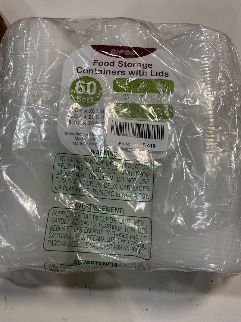 Condition photo showing Good Condition for 60 sets (120-piece) deli containers with lids, 32/16/8 oz x 20 set each, leak-proof & bpa free airtight takeout plastic food storage containers for soup, freezer/microwave/dishwasher safe combo - 60 sets