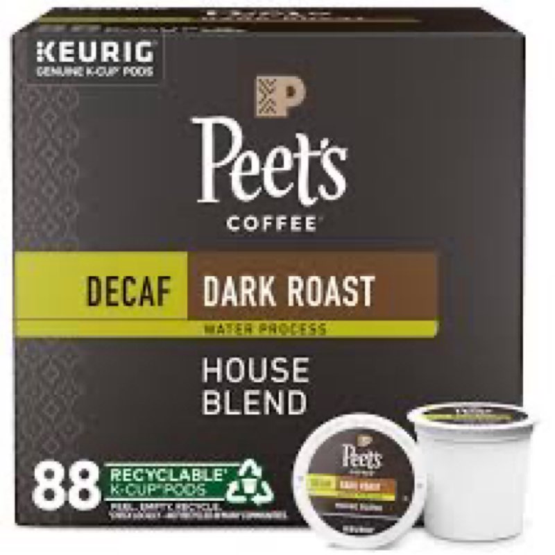 best by 12/08/25 peets coffee decaf house blend 4/22 count k- cups
