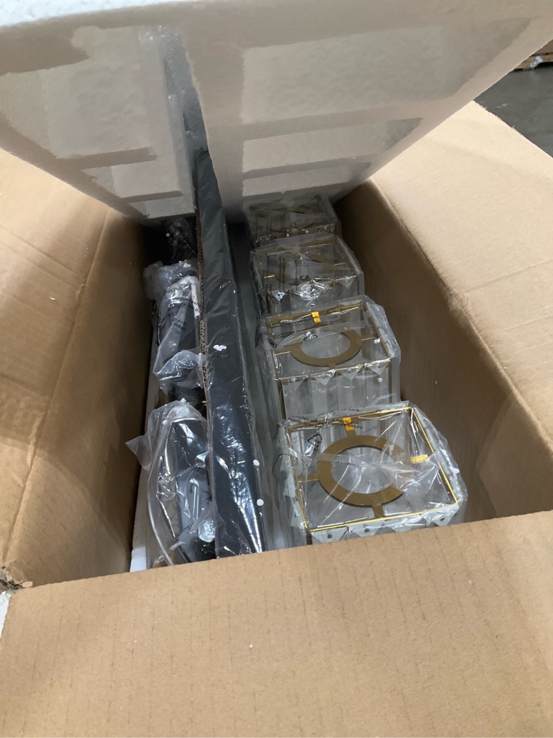 Condition photo showing Good Condition for gold black crystal bathroom lighting fixtures, 4 light brass modern crystal bathroom vanity lights over mirror brass bath light black gold-square shade 4-light