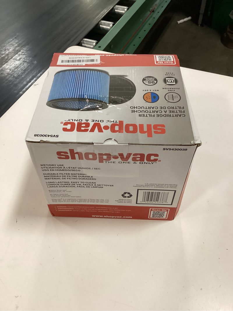 Condition photo showing New/Like New for shop-vac high performance 90304/90344 cartridge filter, fits most 5-16 gallon shop-vac wet/dry vacuums, high efficiency filtration paper, washable and reusable, 1 pack
