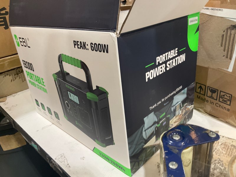 Condition photo showing As Is for ebl portable power station 288.6wh 330w solar generator for camping home green