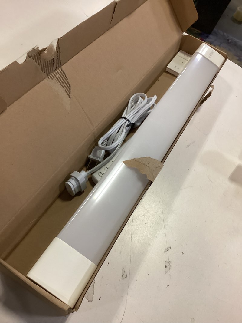 Condition photo showing As Is for Under Cabinet Lights with Plug. 3000K-6500K Dimming and Color. with Wireless Control Panel and Remote Control.18W 1800LM for Garage, Kitchen, Bathroom, Closet, Office (24 inch)