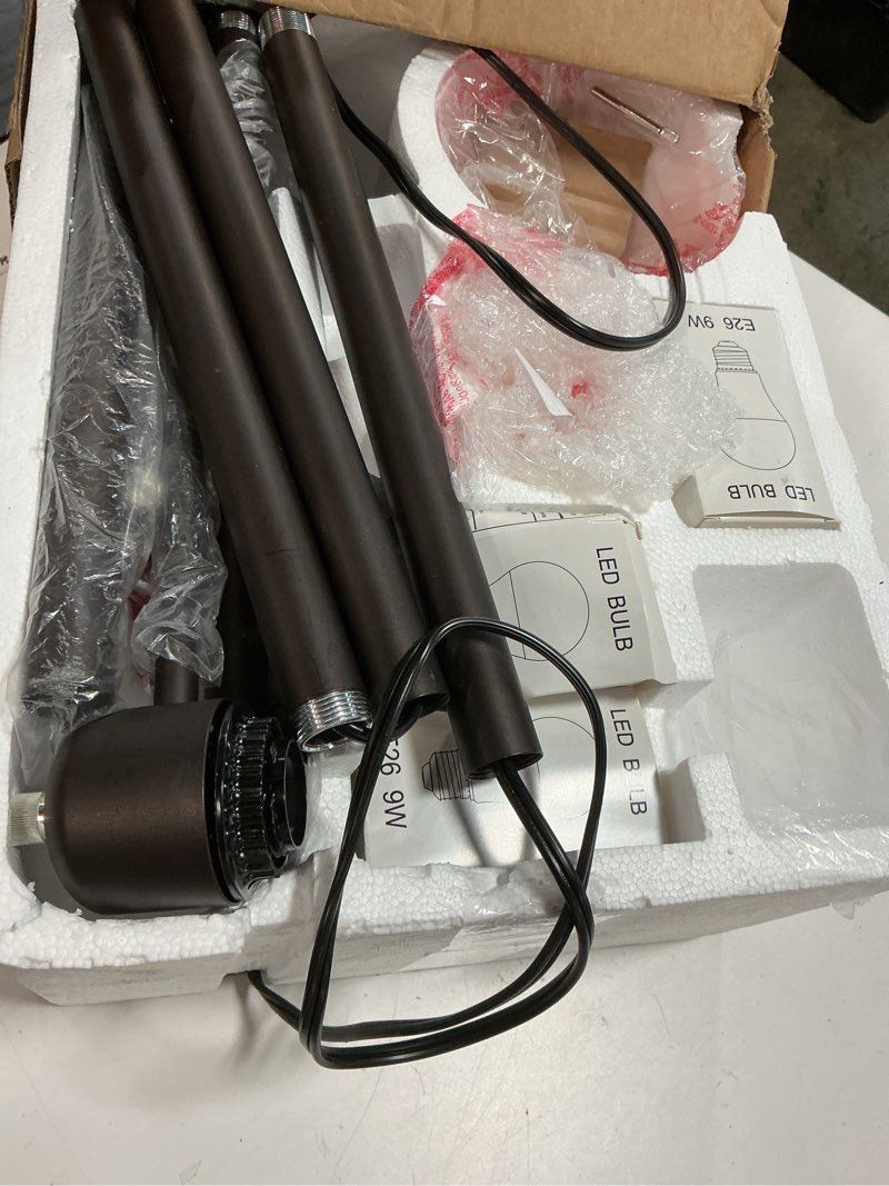 Condition photo showing Good Condition for luvkczc floor lamps for living room, 72" tall standing lamp, torchiere lamp with 2 reading lamps, industrial bright floor lamp for bedroom, office, dresser, brown lamps, 3 led bulbs included