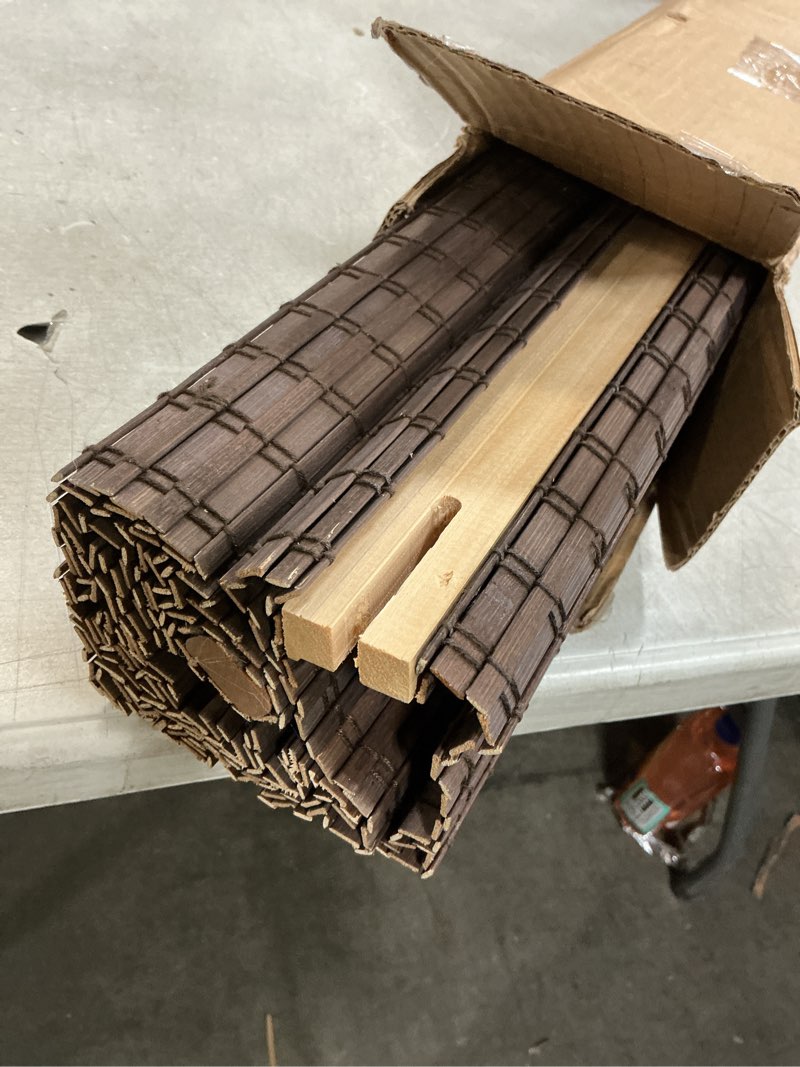 Condition photo showing Good Condition for LazBlinds Cordless Bamboo Roman Shades, Privacy Blinds for Interior Windows, Room Darkening Roll Up Bamboo Blinds for Home & Patio, 30.5" W x 48" H, BDP-Espresso Pricacy - Espresso 30 1/2" W x 48" H