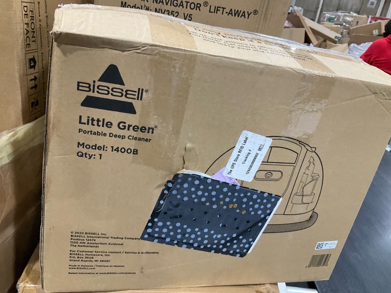 Condition photo showing As Is for BISSELL Little Green Multi-Purpose Portable Carpet and Upholstery Cleaner, Car and Auto Detailer, with Exclusive Specialty Tools, Green, 1400B