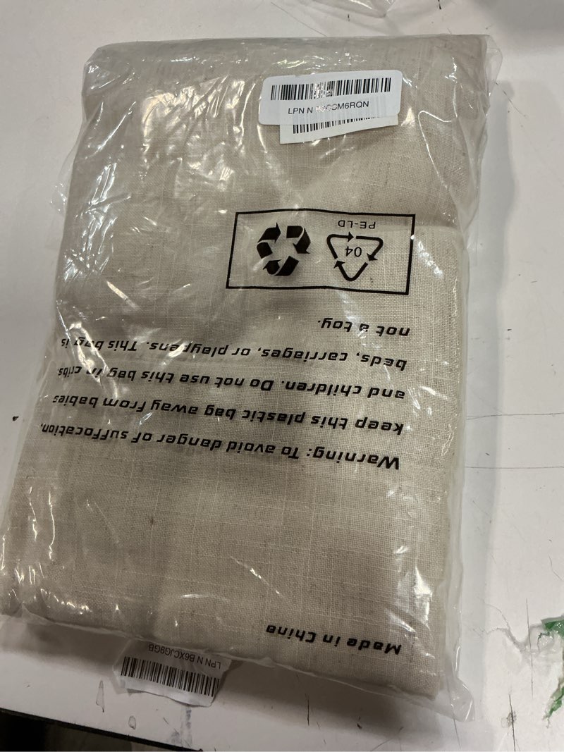 Condition photo showing New/Like New for bgment semi sheer linen curtains 48 inch length for windows, beige drapes light filtering for short bedroom farmhouse bathroom cafe decor rustic lightweight rod pocket, 2 panels set, 42 inch wide 42\"w x 48\"l (pack of 2) light beige