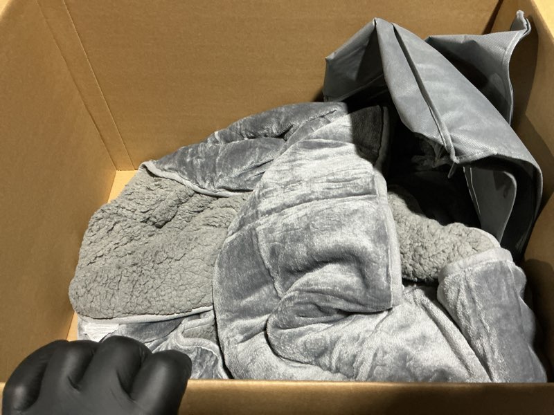 Condition photo showing Good Condition for Cottonblue Weighted Blanket 15 lbs Queen Size 60x80 inches, Flannel Shaggy Sherpa Weighted Blanket for Adults Comfortable Weighted Blankets for Calming and Relax, Bed Sofa Heavy Blankets, Grey Grey 60 x 80 15 lb