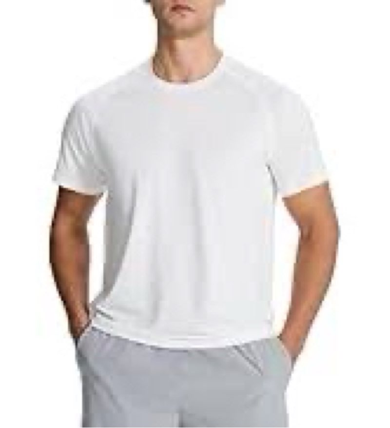 SNOWTEN Men's Sun Protection Shirts Lightweight Athletic Quick Dry Rash Guard Cooling Tee White L