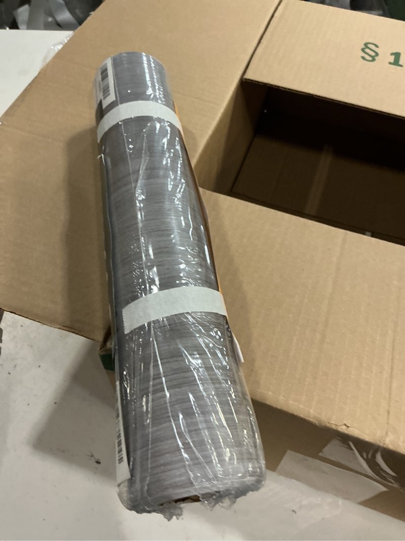Condition photo showing New/Like New for wood grain peel and stick floor tiles – 11.8” width, full roll length of 118" – versatile design for any space, grey self adhesive vinyl flooring, waterproof and non-slip features