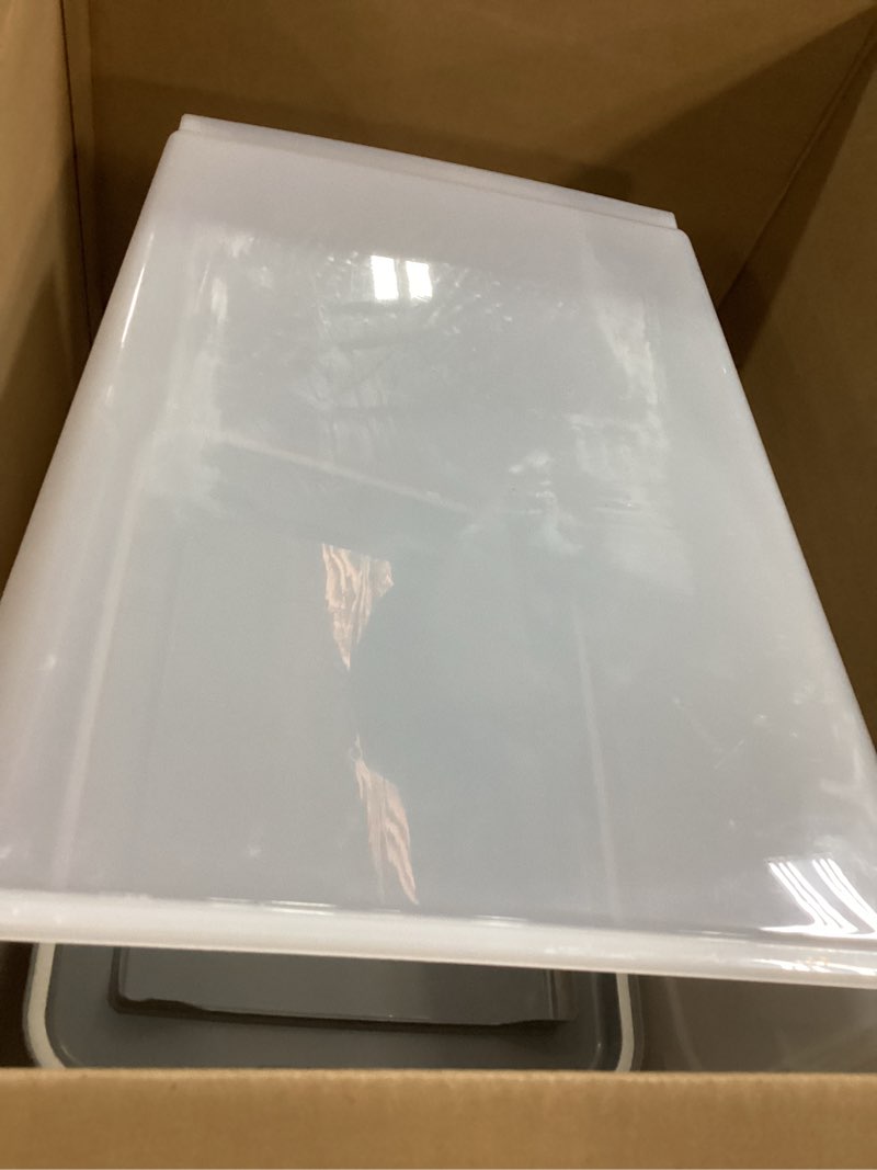 Condition photo showing As Is for Amazon Basics Airtight Dog Food Storage Container with Scoop and Wheels, 69 QT, Gray