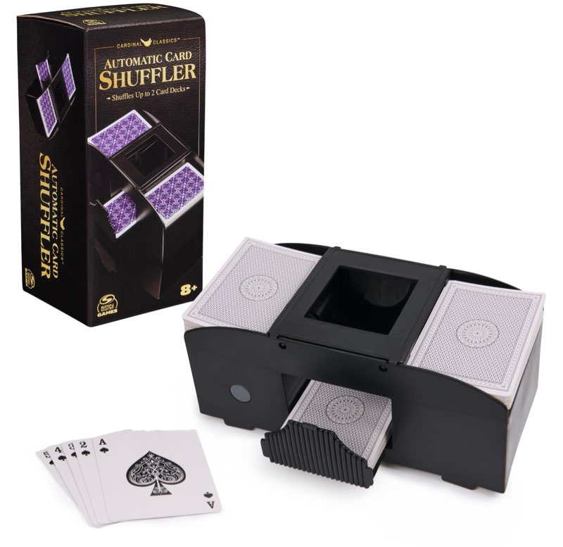 spin master games, cardinal classics premium automatic card shuffler for poker & other games, family game night, easy-to-use for adults & kids, for ages 8 & up