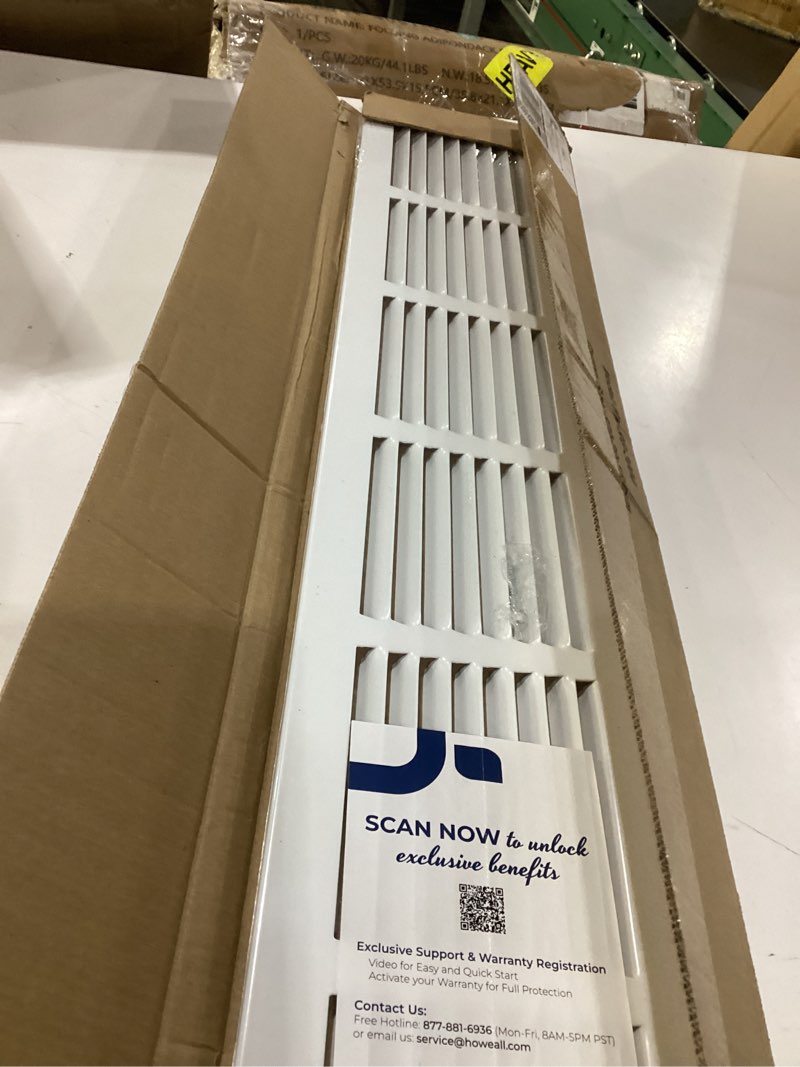 Condition photo showing New/Like New for 30"w x 4"h [duct opening size] steel return air grille, air return vent cover for ceiling and sidewall - hvac air vent covers - [outer dimensions: 31.75"w x 5.75"h] 30"w x 4"h [duct opening]