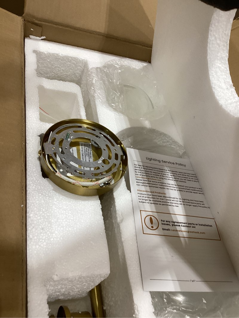 Condition photo showing Good Condition for 22" bathroom light fixtures, 3-lights bathroom vanity light over mirror with clear glass shade, modern gold wall sconce vanity lighting for bath, kitchen, living room, hallway gold 3 light-clear glass shade