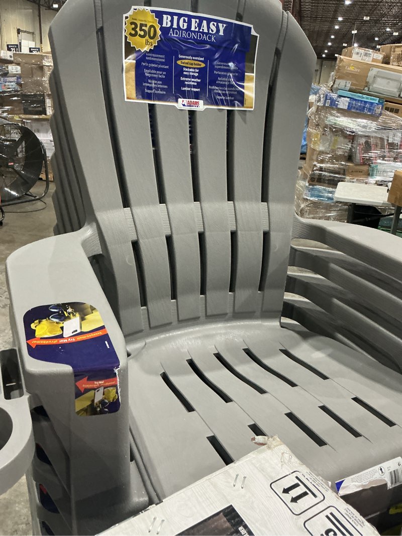 adams patio big easy stackable charcoal resin frame stationary adirondack chair with slat seat